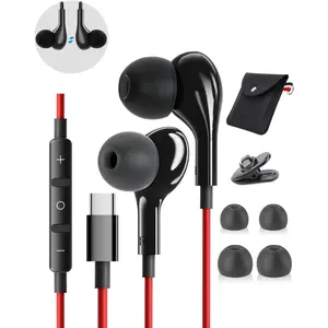 USB C Headphones Wired Earbuds Magnetic in-Ear with Microphone Volume Control HiFi Stereo Usbc Headphones Type C for Samsung Galaxy iPhone