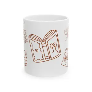 Book Doodles Ceramic Mug — Bookish Art (11oz)