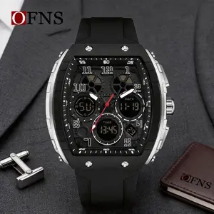 Men's Fashion Quartz Watches, Casual Sporty Luminous Dial, Alarm Function, Waterproof Digital Analog Dual Display for Daily & Outdoor Wear