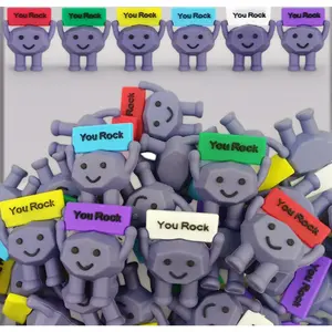 48-Pack Mini Rubber "You Rock" Positive Figures Toys – Inspirational Easter Basket Stuffers & Egg Fillers, Encouragement Gifts for Kids, Classroom Prizes & Party Favors. Each Toy Features a Uplifting Message – Collect, Share & Spread Kindness!