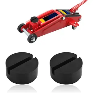 2 count Universal Jack Stand Pad Adapter Pinch Weld Side Frame Rail Protector, Slotted Rubber Jack Pads, Frame Rail Protector Puck/Pad Keeps Pinch Weld,  and Metal Safety