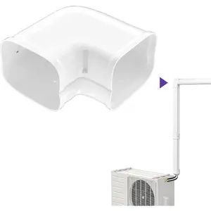 Mini-Split Line Cover Accessories: 4" Width Flat Elbow for Mini Split AC & Central AC, White