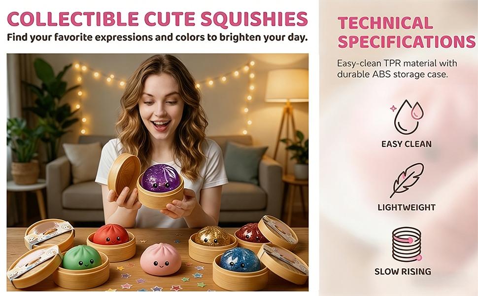 Blind Box Series Glitter Dumpling Squishy Toy With Steamer,  AnxietyRelief, Surprise Unboxing, Perfect GiftChoice