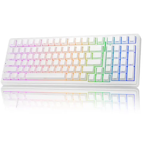 AULA F99 Wireless Mechanical Gaming Keyboard - 8000mAh Built-in Batteries, Numpad, Tri-Modes 2.4G/Bluetooth, Hot Swappable Pre-Lubed Linear Switches, Gasket Structure, RGB Rainbow LED Backlit, Double-Shot PBT Colorful Keycaps, for Work PCs, Led Backlit Ke