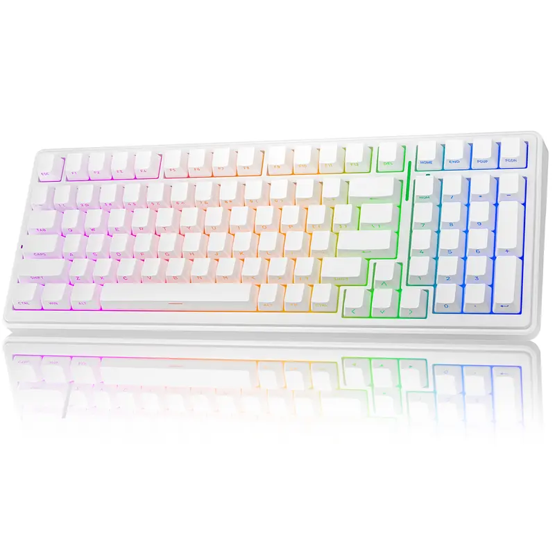 AULA F99 Lighted Wireless Mechanical Gaming Keyboard - Batteries Built-in (8000mAh), Numpad, Tri-Modes 2.4G/Bluetooth, Hot Swappable Pre-Lubed Linear Switches, Gasket Structure, RGB Rainbow Backlit, Double-Shot PBT Colorful Keycaps, for Work PCs, Lighted