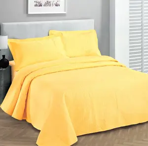 Fancy Collection Luxury Bedspread Coverlet Embossed Bed Cover Solid Yellow New Over Size 118"x106" King/California King