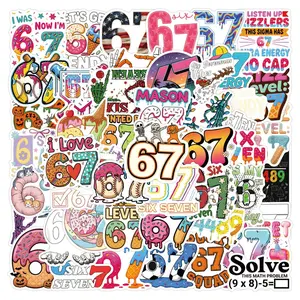 50 Fun Trendy Language Stickers Number 67 Self Adhesive Unique Shapes One Time Use Perfect for Guitar Motorcycle Skateboard Outdoor Travel Water Bottle Bicycle Luggage Scrapbooking Party Decor Funny Stickers