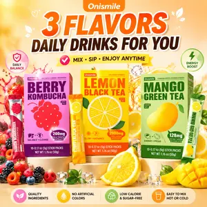 【Onismile】【[flash sale Three flavors】Collagen Peptide Powder & Pre-Workout Energy Drink Trio – Lemon Black Tea for Glow, Berry Kombucha for Daily Refresh, Mango Green Tea for Focus & Metabolism, Hydrating Vitamins PDC