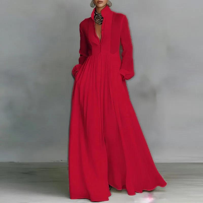 2026 cross-border spring and summer new temperament waist thin long sleeves pleated holiday