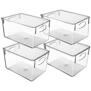 Sorbus 4 Pack Clear Storage Bin with Lid