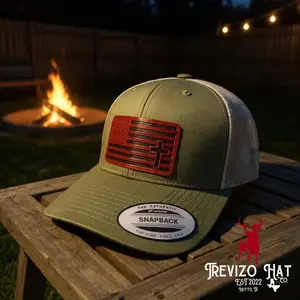 American Flag with Cross Leather Patch Hat