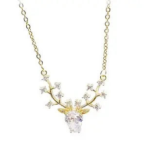 18k gold plated Crystal Reindeer Necklace