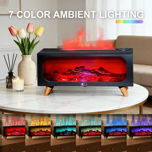 Essential oil diffuser, fireplace-style essential oil diffuser, aromatherapy humidifier, upgraded 7-color silent remote control, ideal for bedrooms and home offices