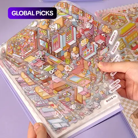 40pcs Miniature Scenic Stickers for Scrapbooking, Cute 3D Visual Cottage Design, Perfect for Journaling and Crafts, Sticker Packs #GLOBAL PICKS