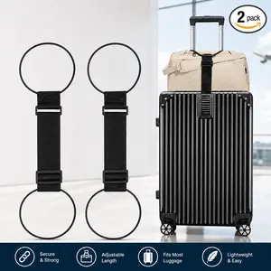 2Pcs Travel Elastic Luggage Strap, Adjustable Suitcase Binding Belt with Handle, Universal Airport Travel Accessory