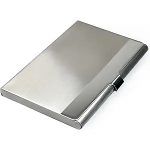 Business Card Holder for Men and Women (Slim Minimalist Design Case, Stainless Steel Metal, Fits 18 Business Cards in Pocket)