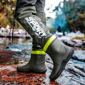 Knee-High Men’s Waterproof Work Rain Boots for Fishing & Farm | Oil-Resistant, Anti-Slip Sole, Easy-Clean PVC, Durable Outdoor Mud Boots for Summer, Spring Gift