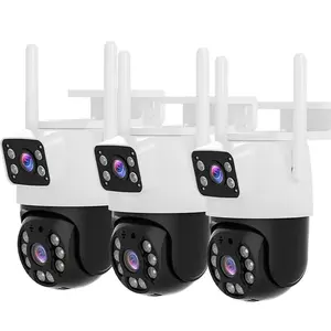 Security Camera with 2 Lenses WiFi Dual-Lens 2.4GHz Wireless IP Cam for Home Safety CCTV Monitoring Video Surveillance AI Human Track Color Night Vision，Outdoors Pan Tilt Zoom Two-Way Audio Motion Alert Alexa ICSEE Support ON For Indoor/Outdoor