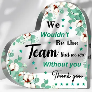 Heart Shaped Desktop Ornament, 1 Count Thank You Colleague Acrylic Plaque, Desktop Decoration for Home Office, Gift for Colleague, Boss, Employee, Home Business Decor, Desk Signs Ornament