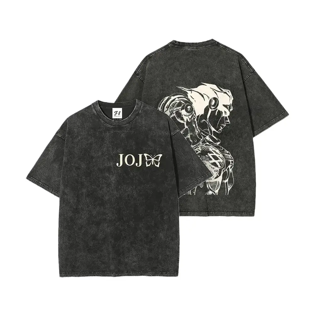 Stand Acid wash tee Star Platinum × Stone Free Graphic JoJo's Bizarre Adventure Vintage Casual Streetwear Gym Thirt