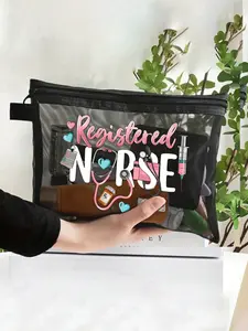 Nurse-Themed Mesh Makeup Bag, Nurse-Patterned Medicine Bag, Portable Multi-functional Makeup Bag, Cosmetics and Toiletries Organizer, The Best Gift for Medical Staff, An Essential Home Organizer, Suitable for Gifting to Family and Friends, A Nurse Gift.