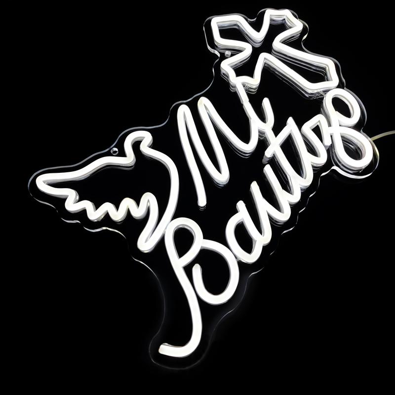 Mi Bautizo LED Neon Sign Baptism Party Decor Christening Event Decoration Photo Booth Hispanic Aesthetic Light USB Neon Light Bright Home Celebration Centerpiece Gift Trendy LED Light Entertainment