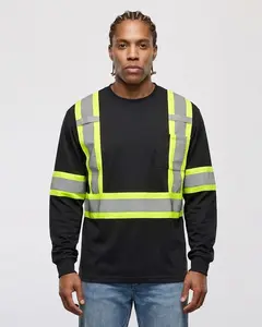 High Visibility Safety Long Sleeve T-Shirt with Front Pocket – Reflective Workwear for Maximum Safety