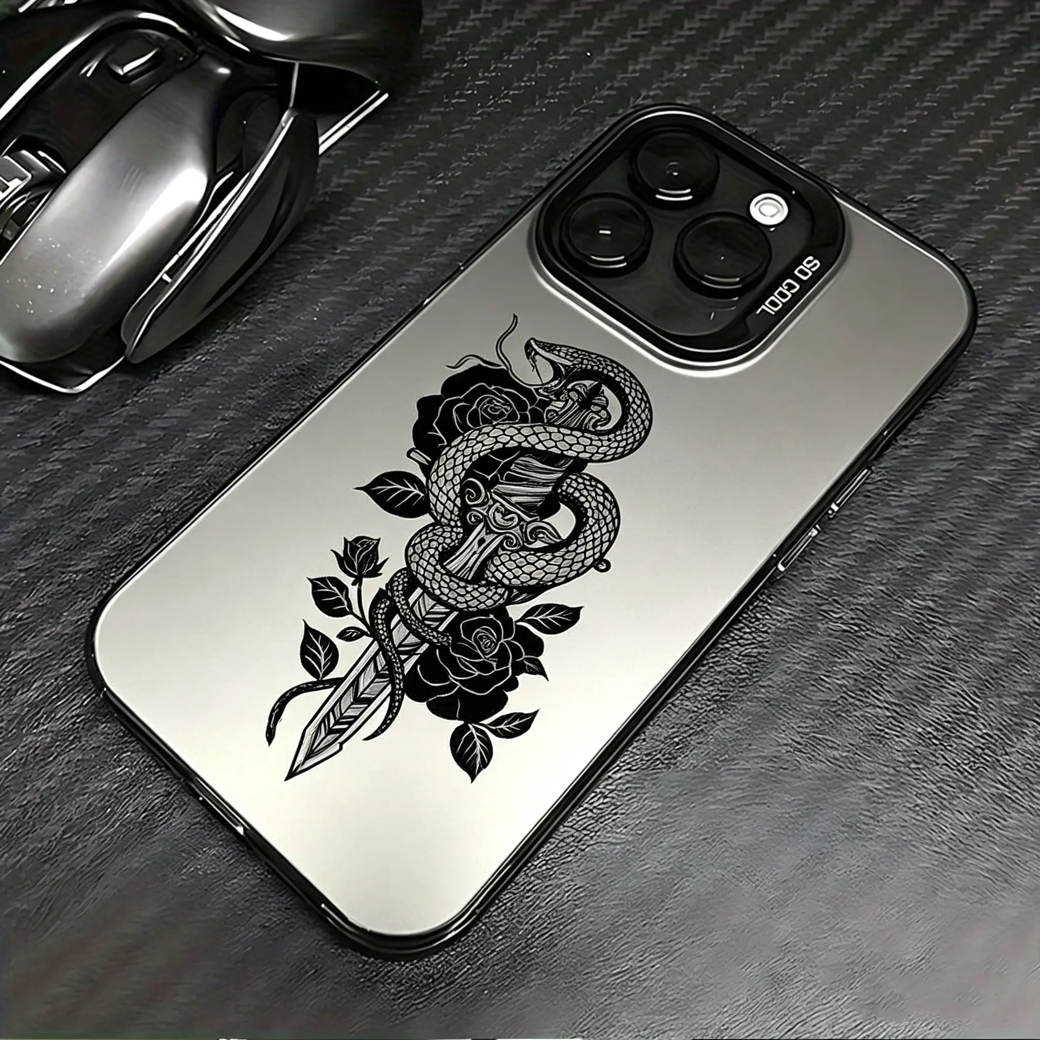 Trendy Snake Sword IMD Laser Design Durable Plastic Smartphone Casing - Protective Cellphone Accessories Shell for iPhone 17,16,15,14,13,12,11,XSMAX,XS,XR,X,Plus,Pro Max - Ideal Halloween,Birthday Gift for Loved Ones