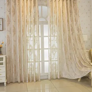 VOGOL Extra Long Sheer Curtains for Large Windows, European Floral Jacquard Voile Drapes, Light Filtering Rod Pocket Window Treatments for Living Dining Room, 2 Panels, 60 x 102 Inches,summervibes