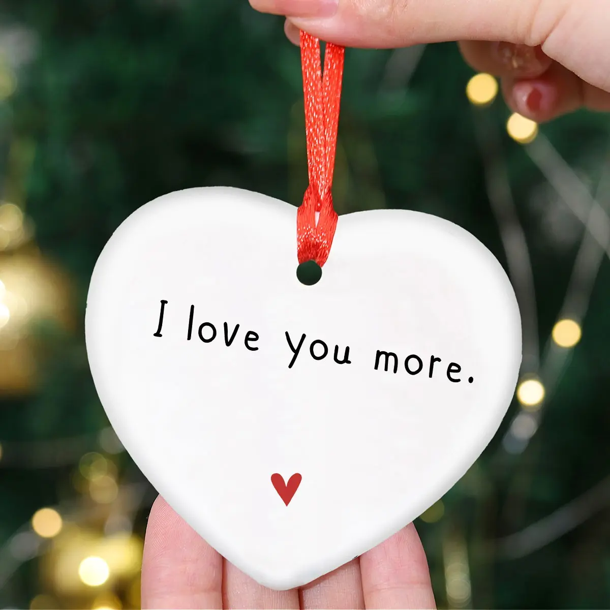 1pc I Love You More Heart Design Ceramic Ornament, Versatile Ceramic Ornament, Car Hanging Decoration Ornament, Wine Bottle Decor, Home Shelf/Desk Accent, Sweet Gifts for Partners, Friends, Family Members