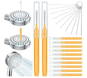 Multiplesize Shower Head Cleaner Tool, Shower Head Cleaning Brushes Small Hole, Showerhead Cleaner Picks Unclogging Tiny Nozzle Little Gaps 3D Printer Opening, Orange