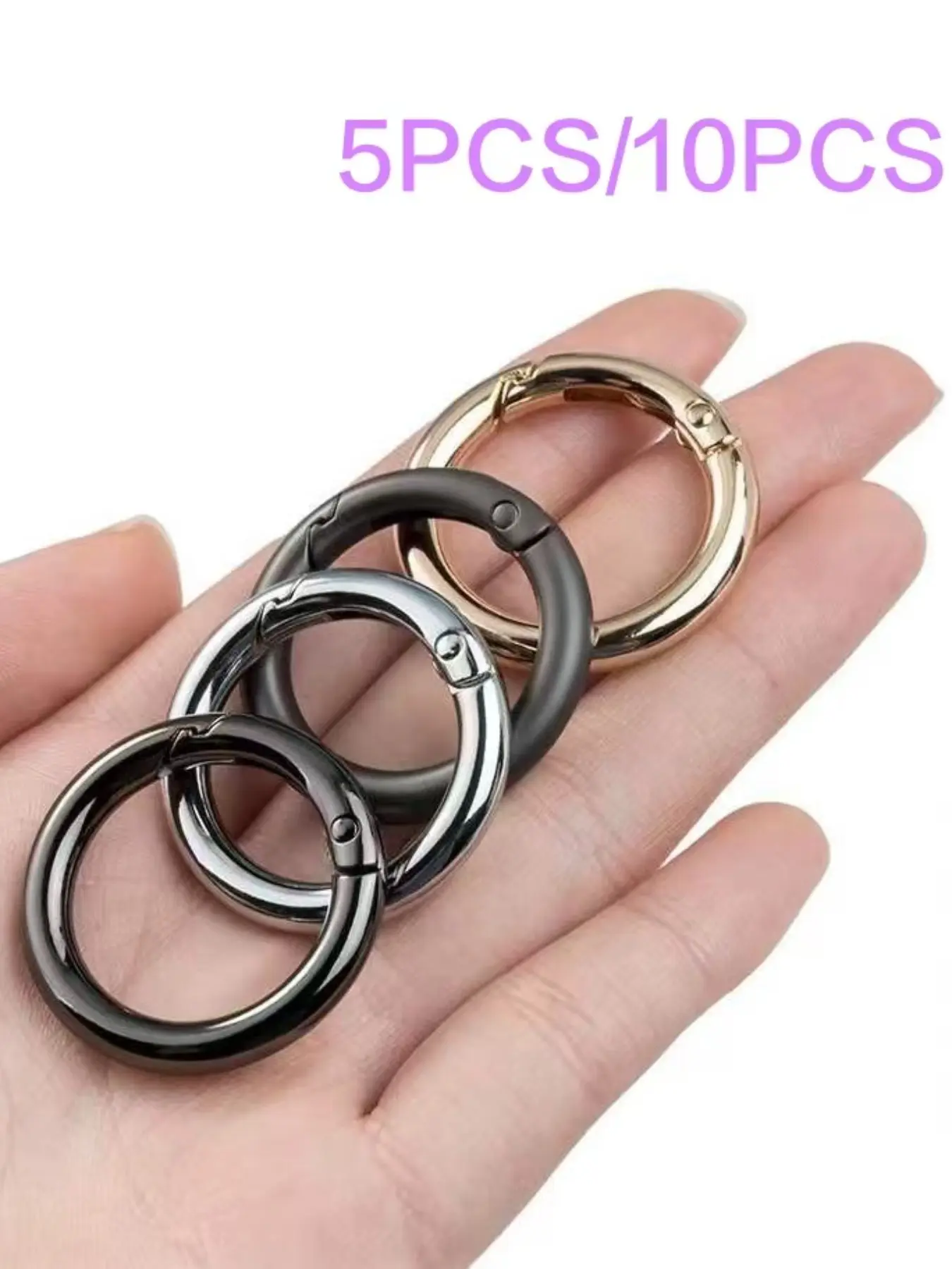 Durable Metal O-Ring Carabiner Clips, Multifunctional Lightweight Keychain Attachment Accessories, Ideal for Outdoor Adventures & Daily Use, Set of 5/10 Pieces