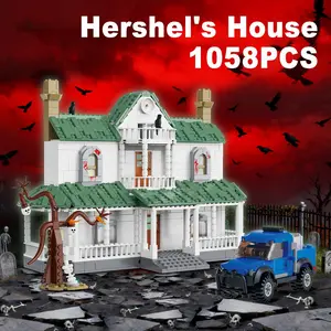 1058PCS Hershel's House Building Blocks Farmstead Truck Tree Horror Movies Street View Assembly Bricks Model Toys Gifts For Holiday Birthday