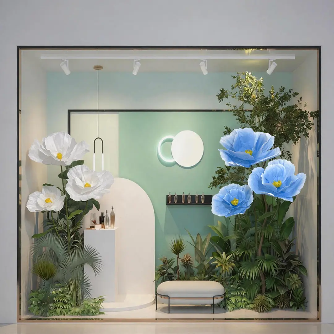 Artificial poppy flowers, requiring no maintenance, suitable for both indoor and outdoor use, realistically designed, these artificial flowers are an ideal choice for home gardens, indoor wedding parties, and store decorations.