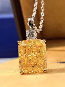 1 PC Romantic Cubic Zirconia Single Gem Necklace Pendant For Women Valentine's Day Gift Wedding Jewelry Cubic Zirconia Necklaces