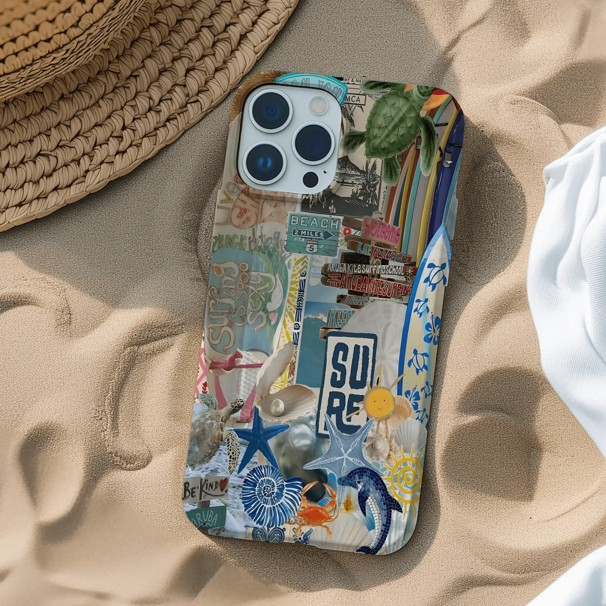 Customized Durable Polycarbonate-TUP Coconut Girl Collage Smartphone Case - Cute Coquette Aesthetic, Protection Casing with Gloss Finish, Shockproof Beachy Tropical Shell Design Cover for iPhone 11-15 Pro Max, Handheld Button-Equipped Devices 0304-03, Pro