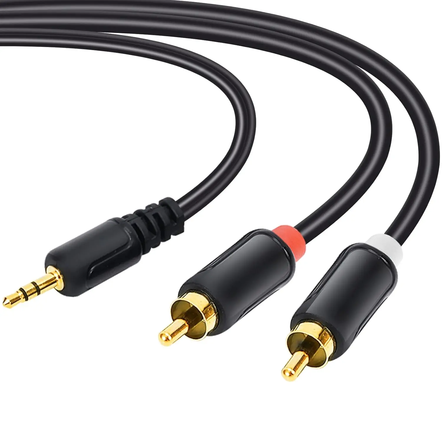 Soft Flexible Analog Stereo RCA Cable Accessories - 59in/5ft Stereo Split Audio Cable with 3.5mm Headphone Jack to 2 Twin Phono Plugs, Enhanced Connectivity & Compatibility for Smartphone, HDTV