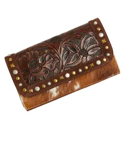 Shyanne Women's Sable Hair On Tooled Leather Wallet - Sasu26wt1-Bn