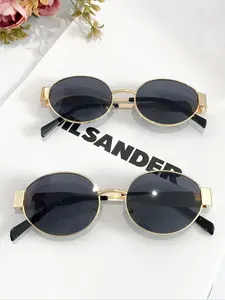 Unisex Vintage Oval Frame Glasses, Trendy Casual Glasses for Everyday Use, Fashion Accessories for Outdoor Activities