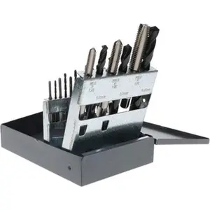 Chicago-Latrobe 52541 18-Piece High Speed Steel Tap & Drill Set, M2.5x0.45 to M12x1.75 Taps, 2.05 to 10.2mm Drills, Bright Finish, Plug Chamfer