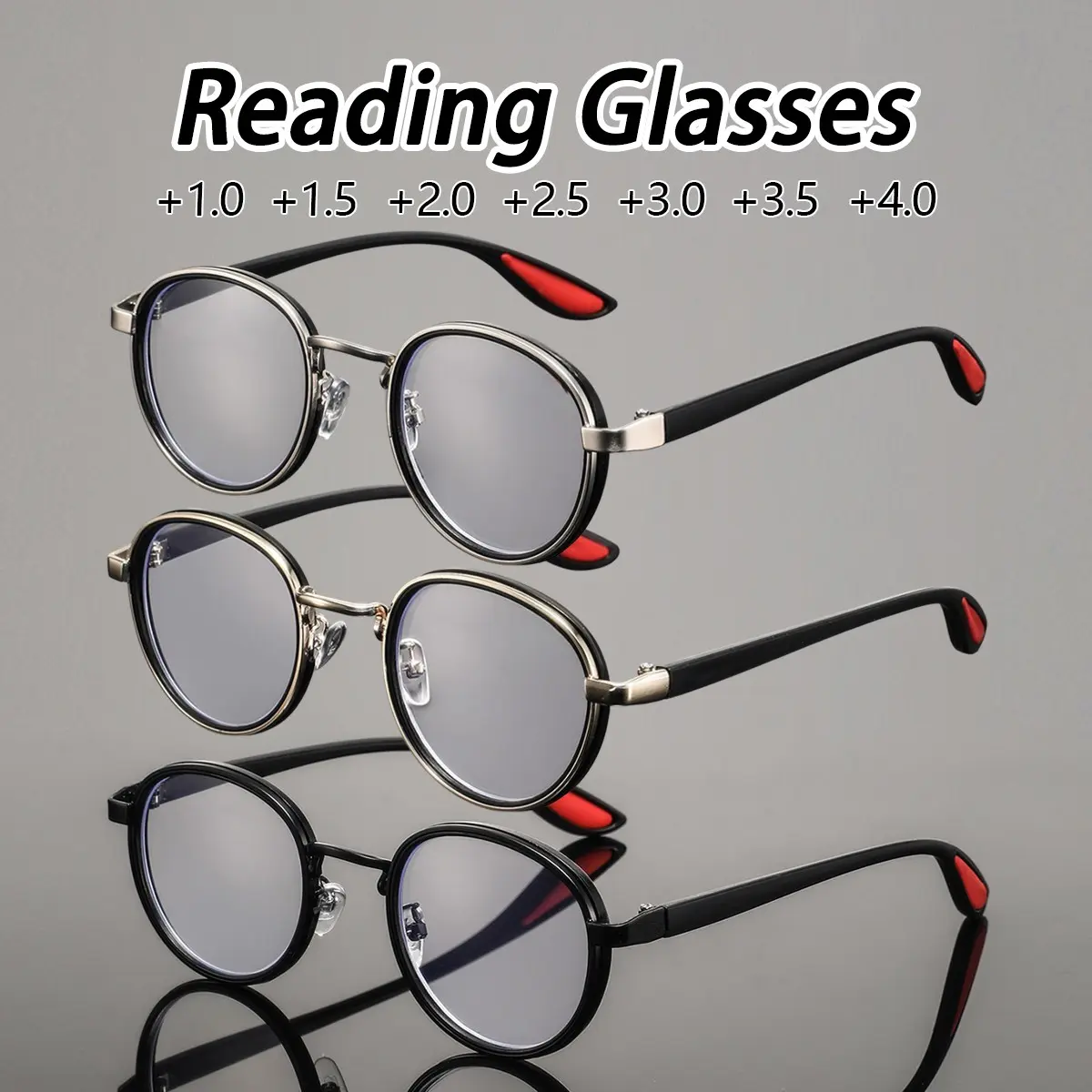 Men's Metal Round Full Frame Prescription Glasses, Trending Eyeglasses, Fashionable Style Reading Eyewear, Versatile Old Age Vision Correction, High Quality Eyewear