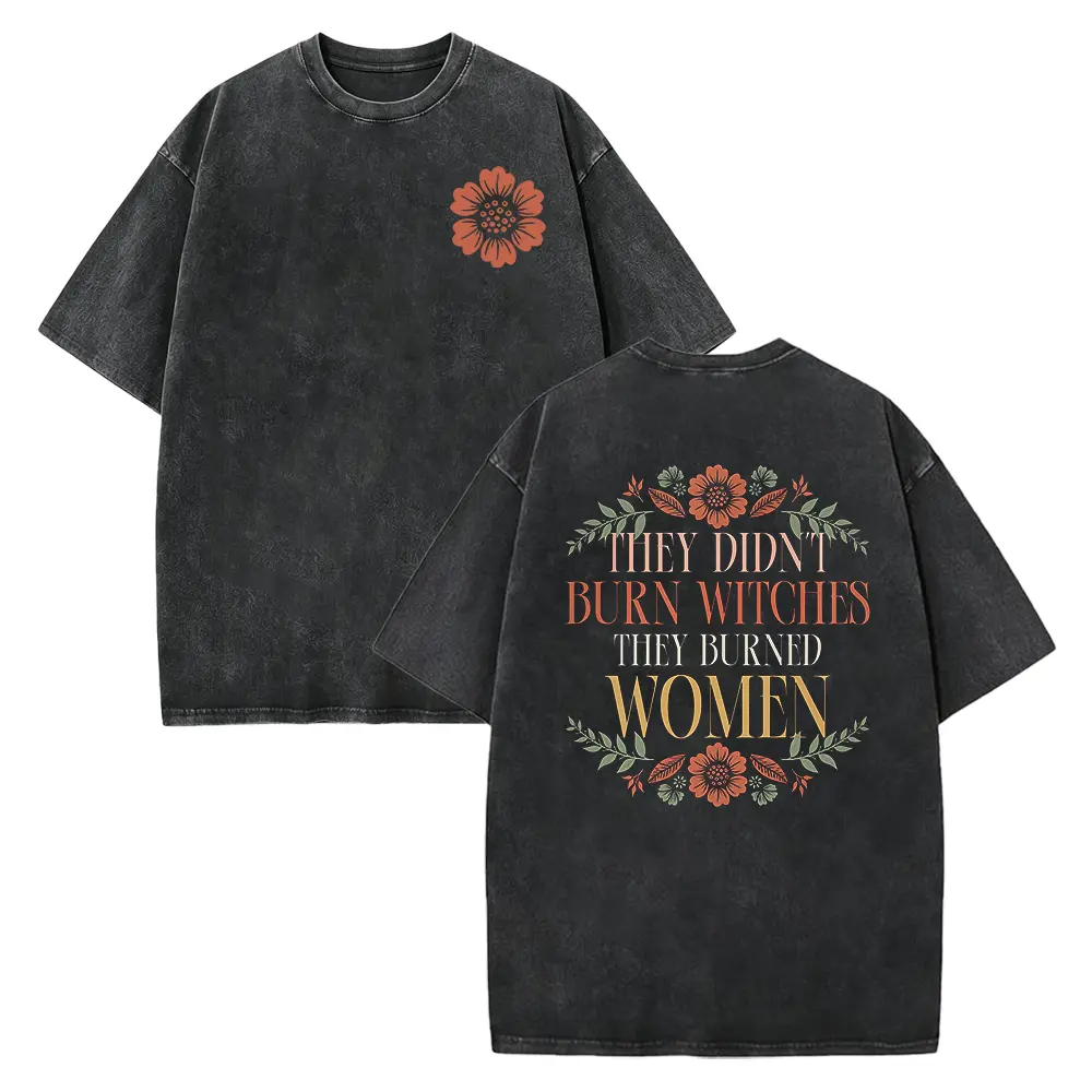 Men's Casual Seamless Round Neck Graphic T-Shirt - "They Didn't Burn Witches They Burned Women" Witchy Feminist Liberal Salem Handmaid Hex The Patriarchy Top