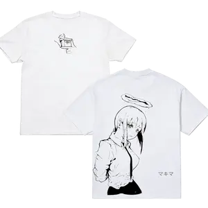 Makima - Chainsaw Man Crew Neck Short Sleeve Anime Graphic Double-Printed Cotton T-Shirt Unisex Breathable Streatwear Casual Pure Color Tee