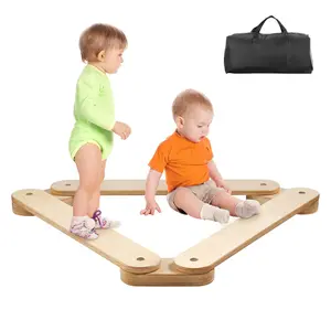 【Summervibes】VEVOR Balance Beam Stepping Stones, 3 PCS Wooden Toddler Balance Boards, Montessori Toy for Kids 2-6, Build Coordination and Gross Motor Skills, Gymnastics Course Indoor & Outdoor for Girls Boys Gift