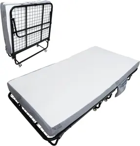 GAOMON Folding Bed with Mattress, 75" x 38" Folded Bed with 5" Memory Foam Mattress and Metal Frame for Adults, Space-Saving Roll Away Beds for Easy Storage