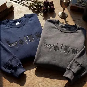 Nesta Archeron Lady Death Sweatshirt, ACOTAR Embroidered Crewneck, Valkyrie Sword Bookish Gift, Sarah J Maas Apparel, Silver Flames Merch