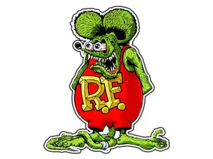 (3pcs) Rat Fink Hot Rod Antihero Animated Cartoon Sticker Waterproof Vinyl Sticker Laptop Water Bottle Car Scrapbook Sticker  2″ x 2″, 3″ x 3″, 4″ x 4″, 5″ x 5″, and 6″ x 6″