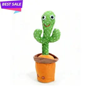 Dancing & Talking Mimicking Cactus Plush Toy, Rechargeable Interactive Toy with Flashing Color LED Lights, Repeat What You Say, Sing & Dance, Early Learning Sensory Toy for Infants & Toddlers, Ideal Birthday Gift