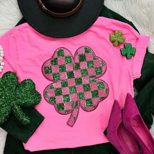 Checkered Shamrock Sequin Patch