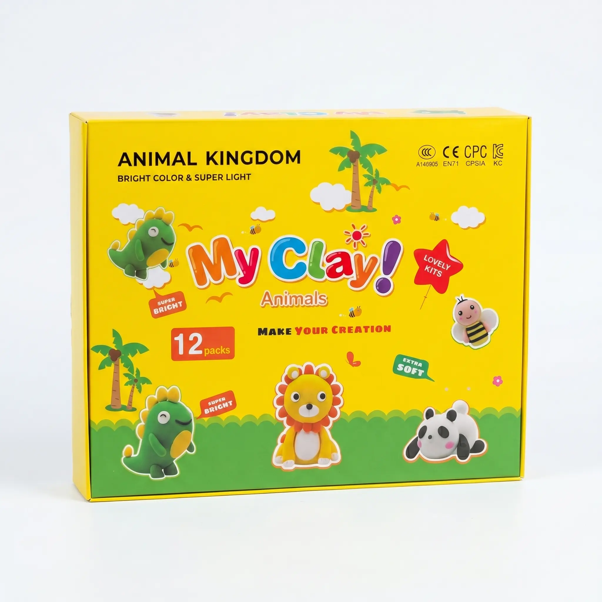 Kids' 12-Pack Animal Hand Mold Clay Set - Moldable, Easy Molding DIY Clay for Creative Play, Moldable Clay